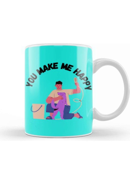 You Make Me Happy Dog Lover Gifts Kupa Bardak Porselen