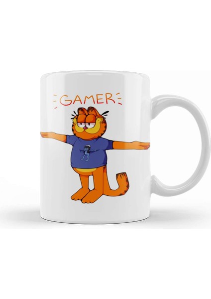 Gamer Garfield Crazy Frog T Pose 01 Kupa Bardak Porselen