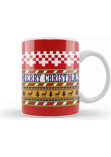 Merry Christmas Yılbaşı Yeni Yıl Konseptli Kupa Bardak Porselen