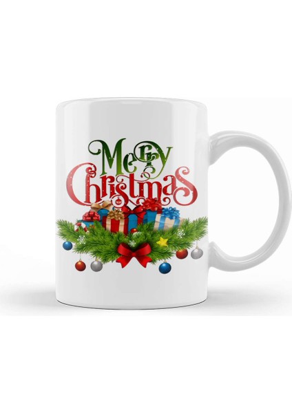 Yılbaşı Yeni Yıl Konseptli Merry Christmas 01 Kupa Bardak Porselen