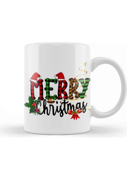 Yılbaşı Yeni Yıl Konseptli Merry Christmas 023 Kupa Bardak Porselen