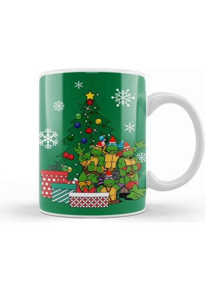 Teenage Mutant Ninja Turtles Around The Christmas Tree Kupa Bardak Porselen