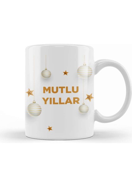 Yılbaşı Yeni Yıl Konseptli Mutlu Yıllar Hediye 05 Kupa Bardak Porselen