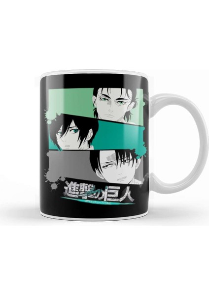 Attack On Titan Final Season Mikasa Eren Levi Portrait Kupa Bardak Porselen