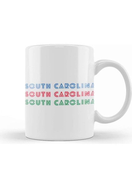 South Carolina State Flag Gift Vintage Retro Rainbow Style Kupa Bardak Porselen