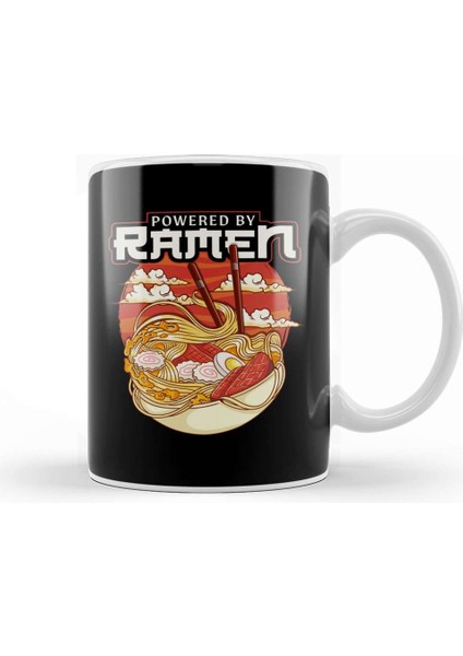 Powered By Ramen Cute & Funny Anime Kawaii Kupa Bardak Porselen