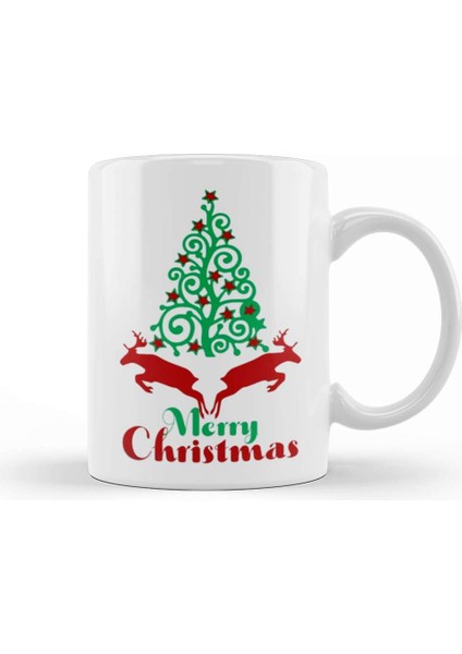 Yılbaşı Yeni Yıl Konseptli Merry Christmas 01 Kupa Bardak Porselen