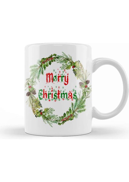 Yılbaşı Yeni Yıl Konseptli Merry Christian Kupa Bardak Porselen