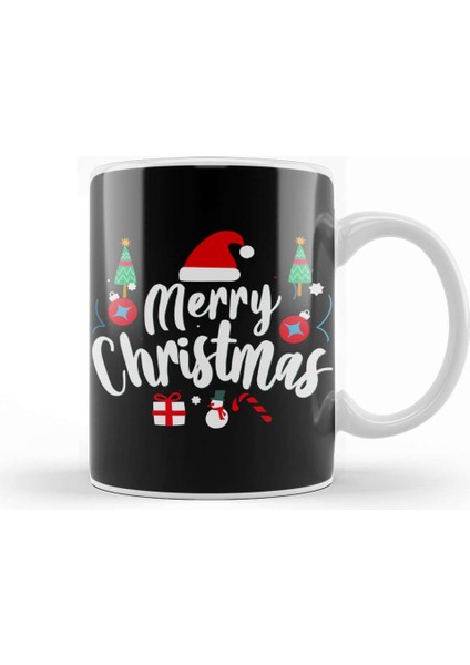 Yılbaşı Yeni Yıl Konseptli Merry Christmas 03 Kupa Bardak Porselen