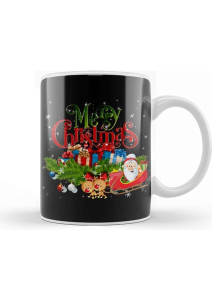 Yılbaşı Yeni Yıl Konseptli Merry Christmas 011 Kupa Bardak Porselen