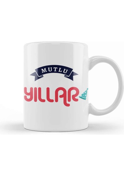 Yılbaşı Yeni Yıl Konseptli Mutlu Yıllar Hediye 01 Kupa Bardak Porselen