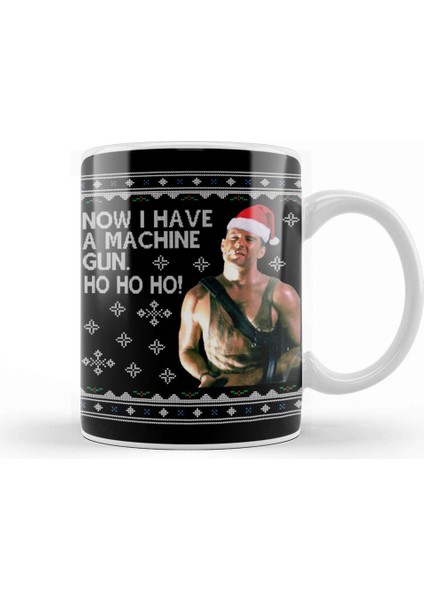 Die Hard Ho Ho Ho Machine Gun Christmas Kint Kupa Bardak Porselen
