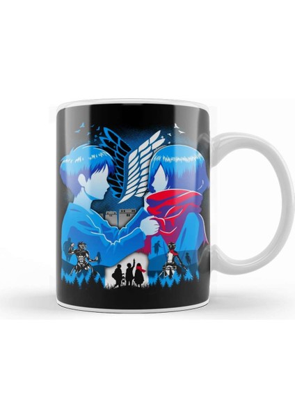 Eren Mikasa Attack On Titan Shingeki No Kyojin Kupa Bardak Porselen