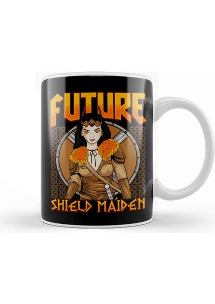 Future Shield Maiden Female Viking Warrior Kupa Bardak Porselen