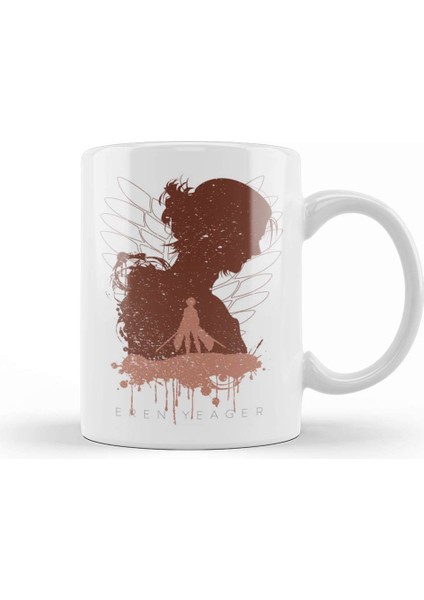 Attack On Titan Eren Jaeger In Silhouette Kupa Bardak Porselen