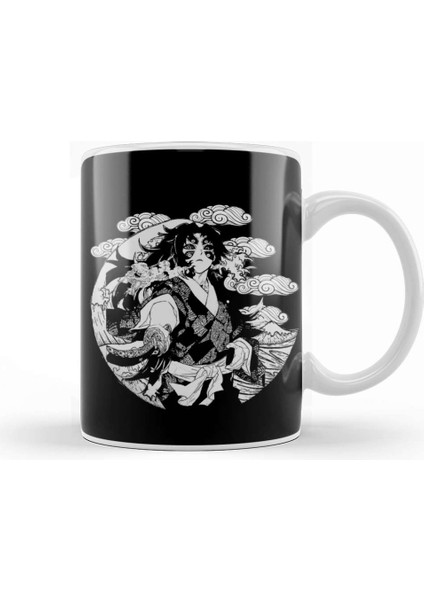 Kokushibo Demon Slayer Black And White Kupa Bardak Porselen