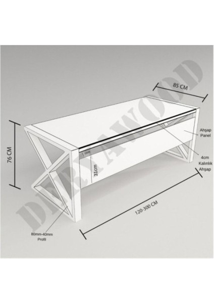 Silver Ahşap Çalışma Masası 180X85X76 Cm-Ön Ahşap-Antrasit Renk Ayak