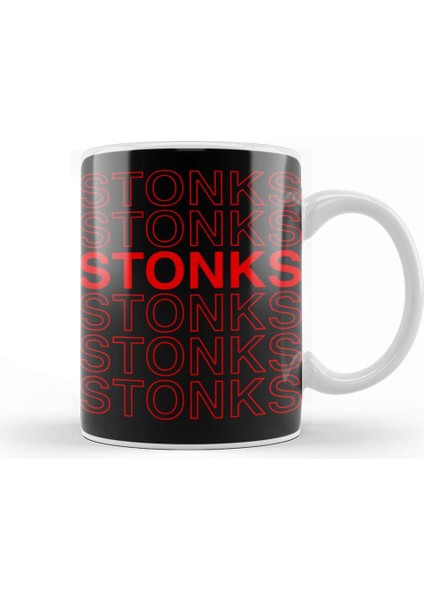 Stonks Funny Meme Investing Stock 01 Kupa Bardak Porselen
