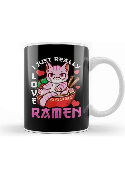 I Just Really Love Ramen Cat Kawaii Anime Kupa Bardak Porselen