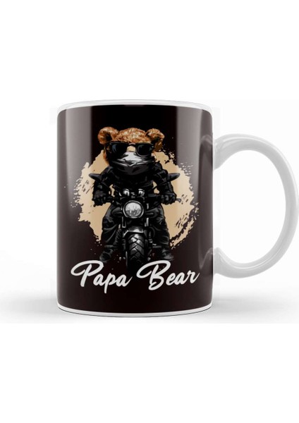 Papa Biker Bear Dad Daddy Poppa Stepdad Husband Father Kupa Bardak Porselen
