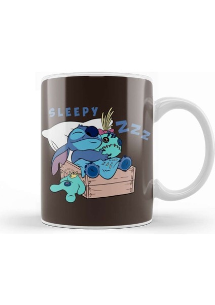 Stitch Sleepy Cute Kupa Bardak Porselen