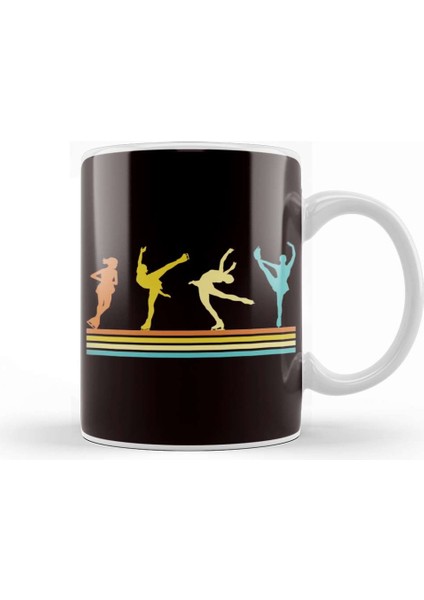 Retro Ice Skater Vintage Figure Skating Girls Winter Sports Kupa Bardak Porselen