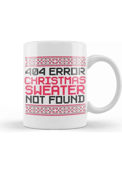 404 Error Christmas Sweater Not Found Funny Kupa Bardak Porselen
