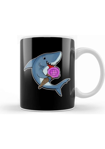 Adorable Shark Licking Ice Cream Cute Shark Lovers Kupa Bardak Porselen