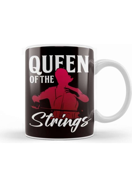 Queen Of Strings Cello Player Cellist Musical Instrument Kupa Bardak Porselen