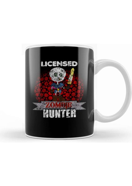 Vintage Licensed Zombie Hunter Skeleton Halloween Kupa Bardak Porselen