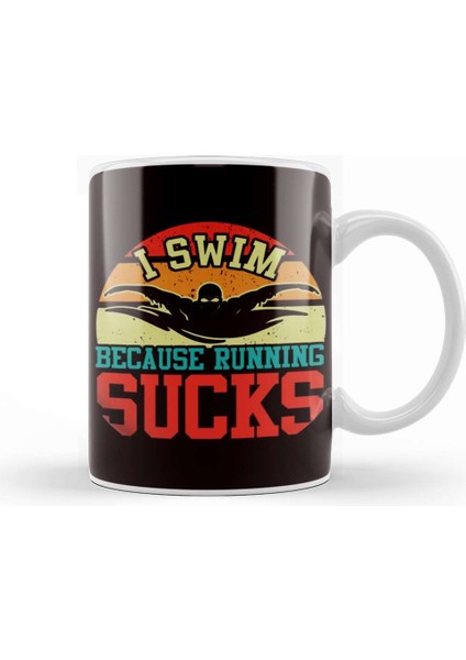 Swim Run Runner Swimmer Water Sports Swimming Pool Coach Kupa Bardak Porselen