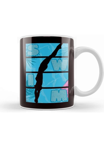 Swim Swimming Pool Diving Swimmer Water Sports Instructor Kupa Bardak Porselen