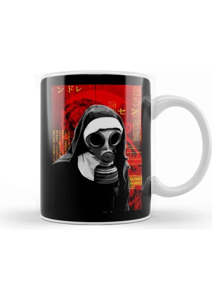 Gas Mask Nun Kupa Bardak Porselen