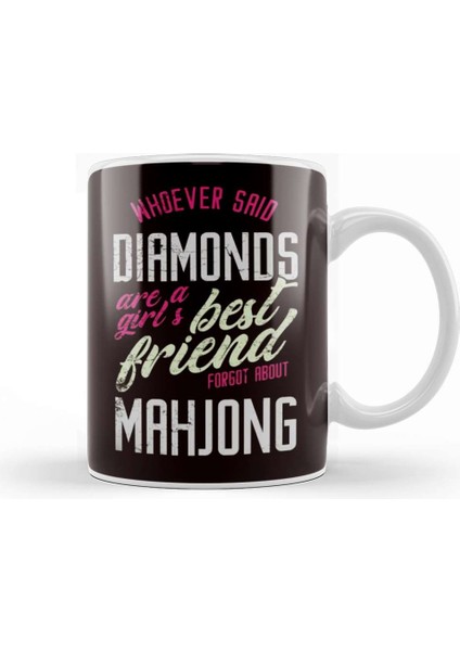 Girls Friends Best Mahjong Tiles Mah-Jongg Player Solitaire Kupa Bardak Porselen