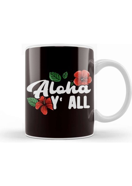 Aloha Hibiscus Hawaii Ocean Island Summer Vacation Travel Kupa Bardak Porselen