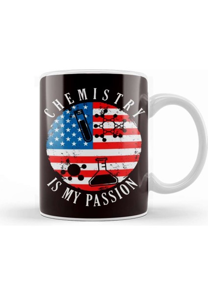 Chemistry Passion Us American Flag Chemist Science Lab Tech Kupa Bardak Porselen