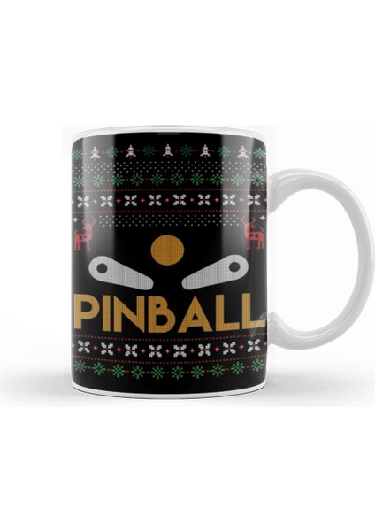 Retro Ugly Christmas Sweater Arcade Pinball Design Kupa Bardak Porselen