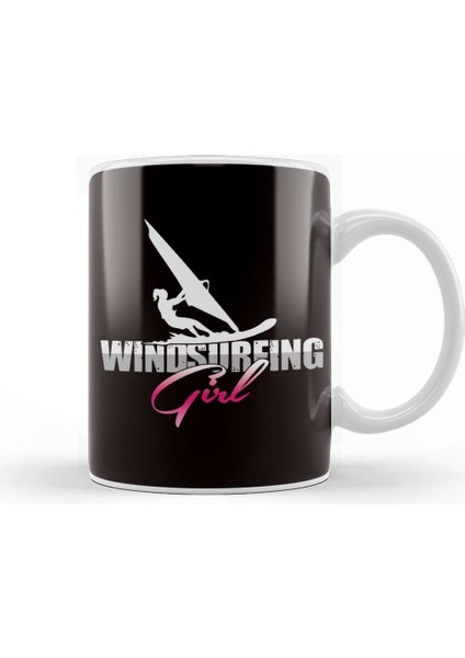 Windsurfing Girl Windsurfer Water Sports Ocean Wave Surfer Kupa Bardak Porselen