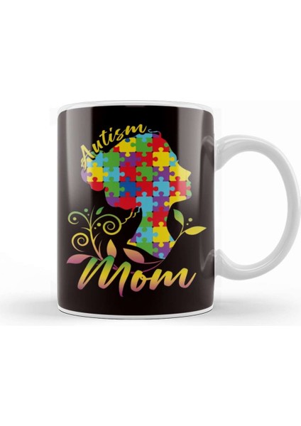 Autism Mom Mother Awareness Son Daughter Puzzle Ribbon Kupa Bardak Porselen
