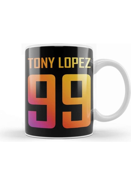 Tony Lopez Logo Name And Birth Year Number Rainbow Kupa Bardak Porselen