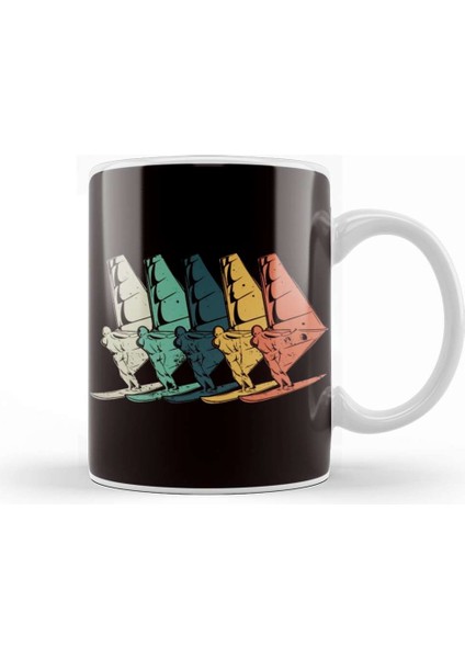 Vintage Windsurfing Water Sports Retro Windsurfer Surfing Kupa Bardak Porselen