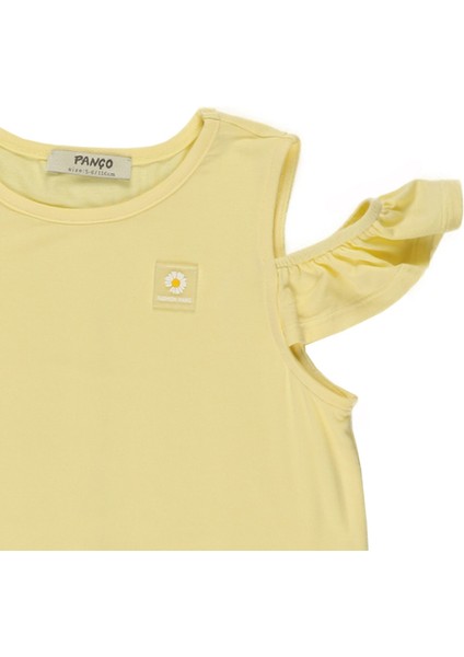 Kız Çocuk Omuz Pencereli Fırfırlı T-Shirt