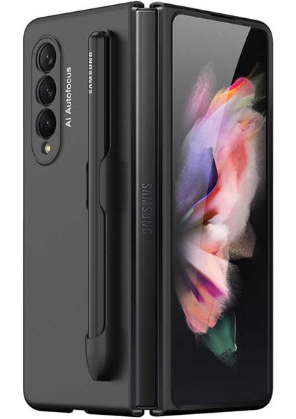 Galaxy Z Fold 3 Kılıf Kalem Bölmeli S-Pen Luxury Tasım Tam Koruma Kapak