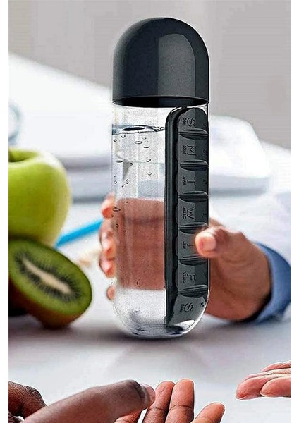 Matara Suluk 600ML 7 Gün Hap Ilaç Saklama Kutusu Water Ilaç Kutulu Kapaklı Matara Suluk modelleri