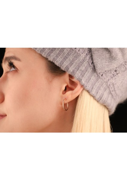 14 Ayar Altın Taşlı Halka Küpe