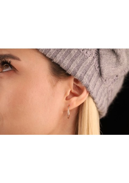 14 Ayar Altın Taşlı Halka Küpe modelleri