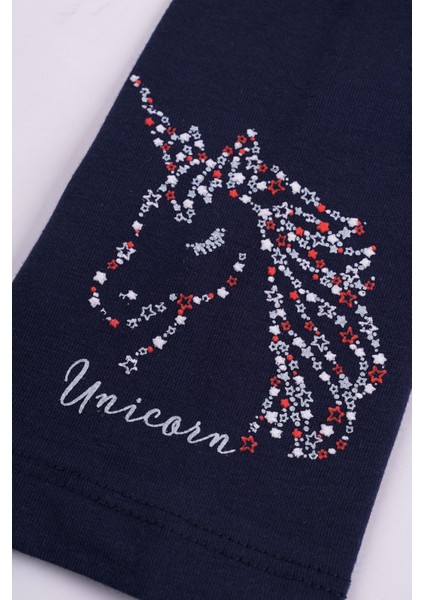 Kız Çocuk Mint Lacivert Renkli Unicorn Ikili Takım