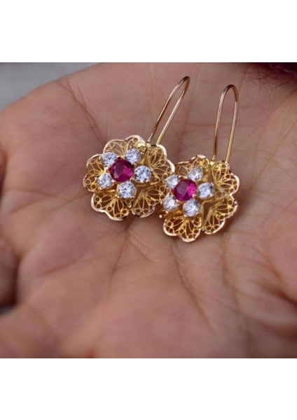 14 Ayar Altın Gül Küpe 4,84 gr