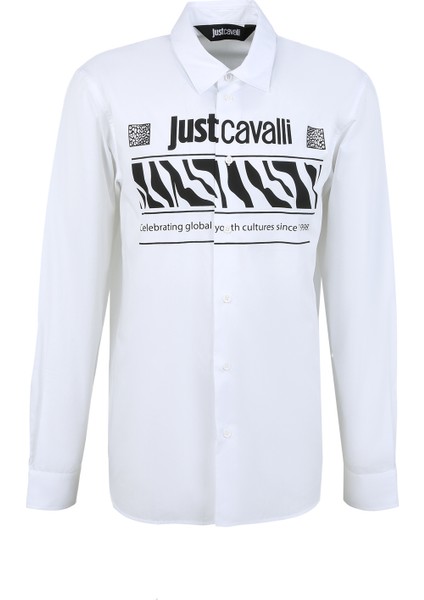 Just Cavalli Slim Fit Gömlek Yaka Beyaz Erkek Gömlek 74OBLYS3CN500003