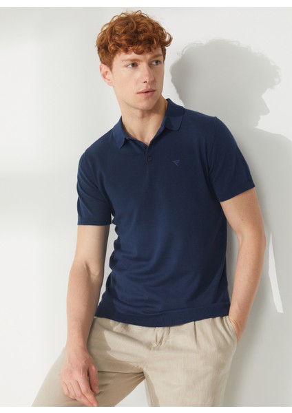 Polo Yaka Slim Fit Mavi Erkek Kazak FM23S07MABLUE